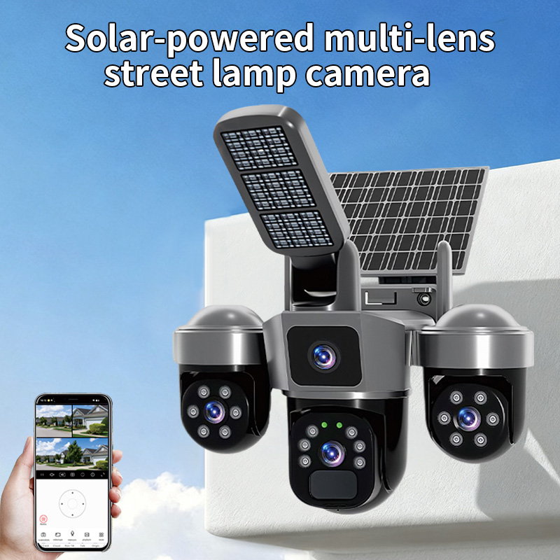 6MP V380 APP Solar Power Tripl - Home Security Flood Lights recension och pris