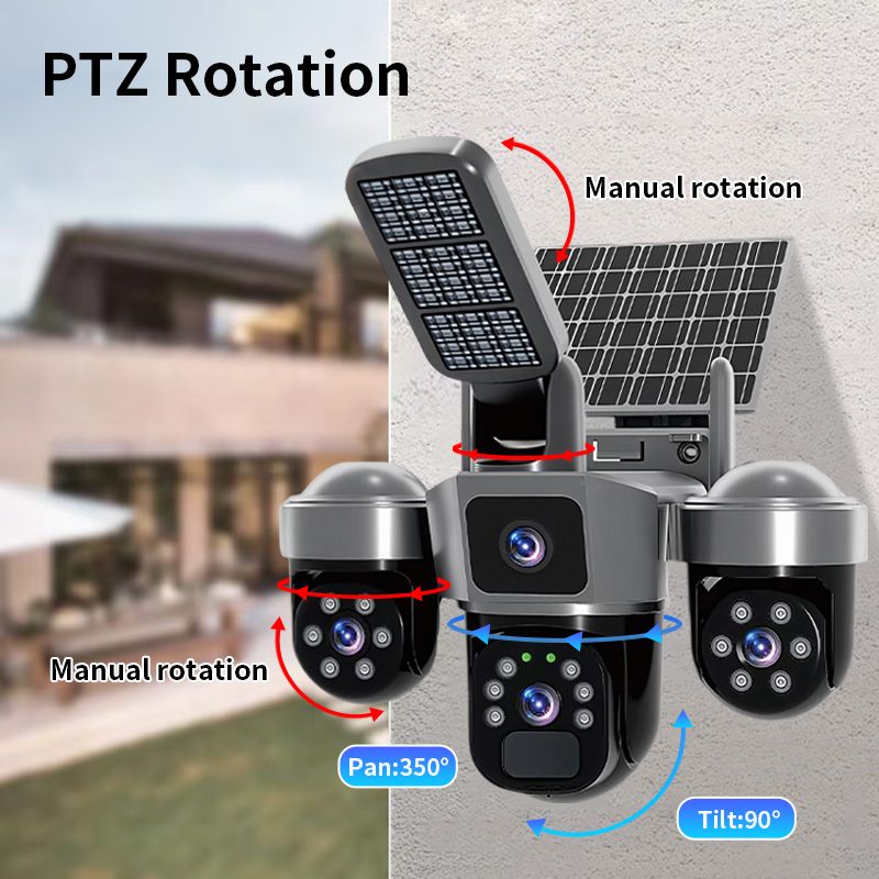 6MP V380 APP Solar Power Tripl - Home Security Flood Lights recension och pris