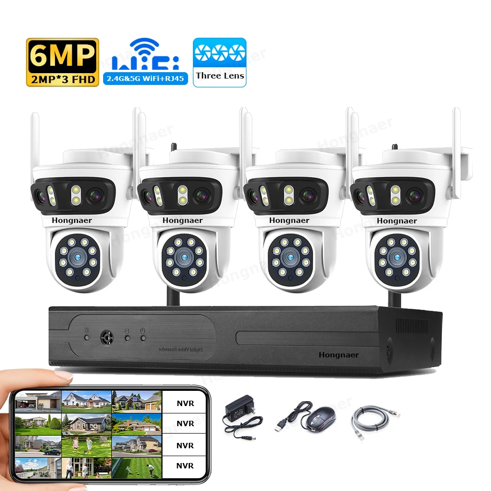 2026 Hongnaer 6MP 4CH 3 Lens 2 - Home Security Wireless Cameras recension och pris
