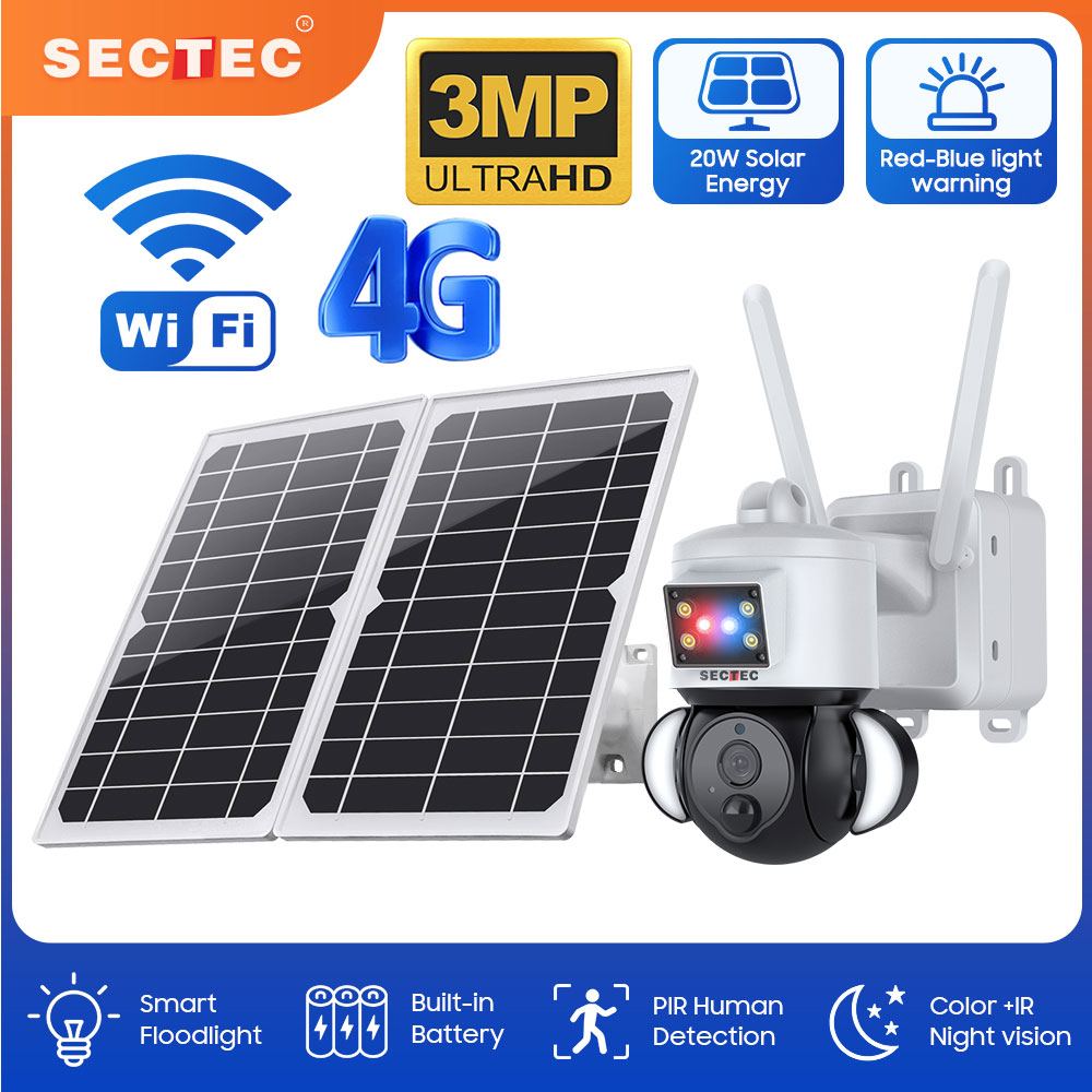 SECTEC 20W Solar Battery Red B - Home Security Flood Lights recension och pris