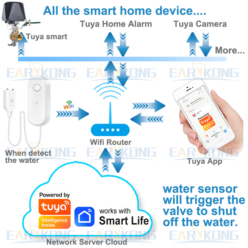 Tuya WiFi Smart Water Leak Sen - Home Security Equipment recension och pris
